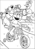 coloriage 1 rue sesame elmo fait du velo